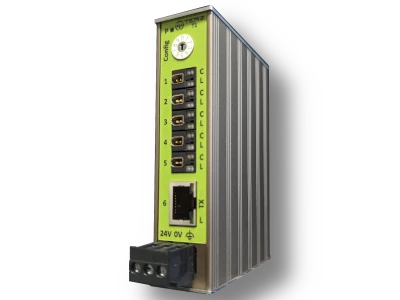 NITE-T1RS konfigurierbarer SPE Switch NITE-T1RS SPE Hutschienen-Switch - 5x 100Base-T1 Ports konfigurierbar, 1x RJ45, 25mm Einbaubreite
